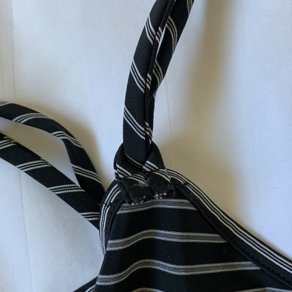 Black w white pinstripes adjustable halter top. EUC - Picture 4 of 4